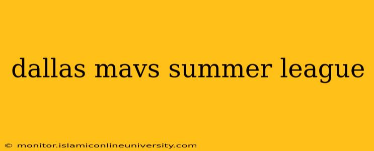 dallas mavs summer league