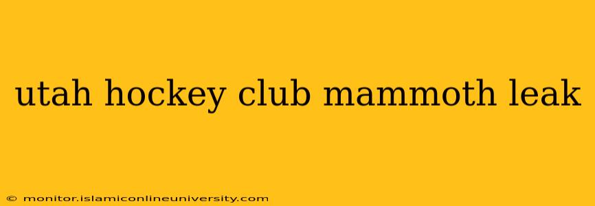 utah hockey club mammoth leak